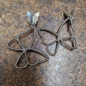 Elegant Silver Butterfly Clip On Earrings